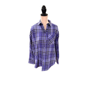 Women's The North Face Indigo Plum Plaid Button Down Shirt XL blue Black b5